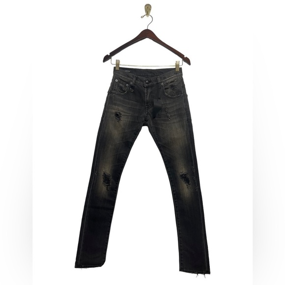 NWT R13 Skate Distressed Jeans Shredded Black 24 - Picture 5 of 13